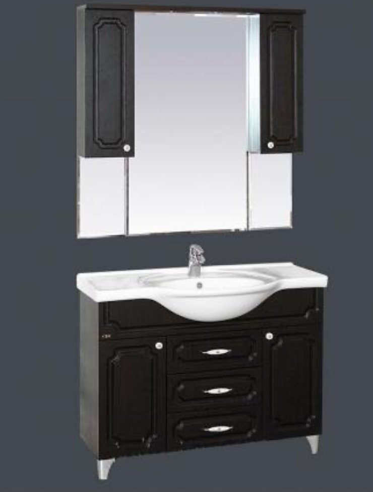 Шкаф зеркальный навесной KABINKA.KZ Александра -105, 105x17x80 см, черный