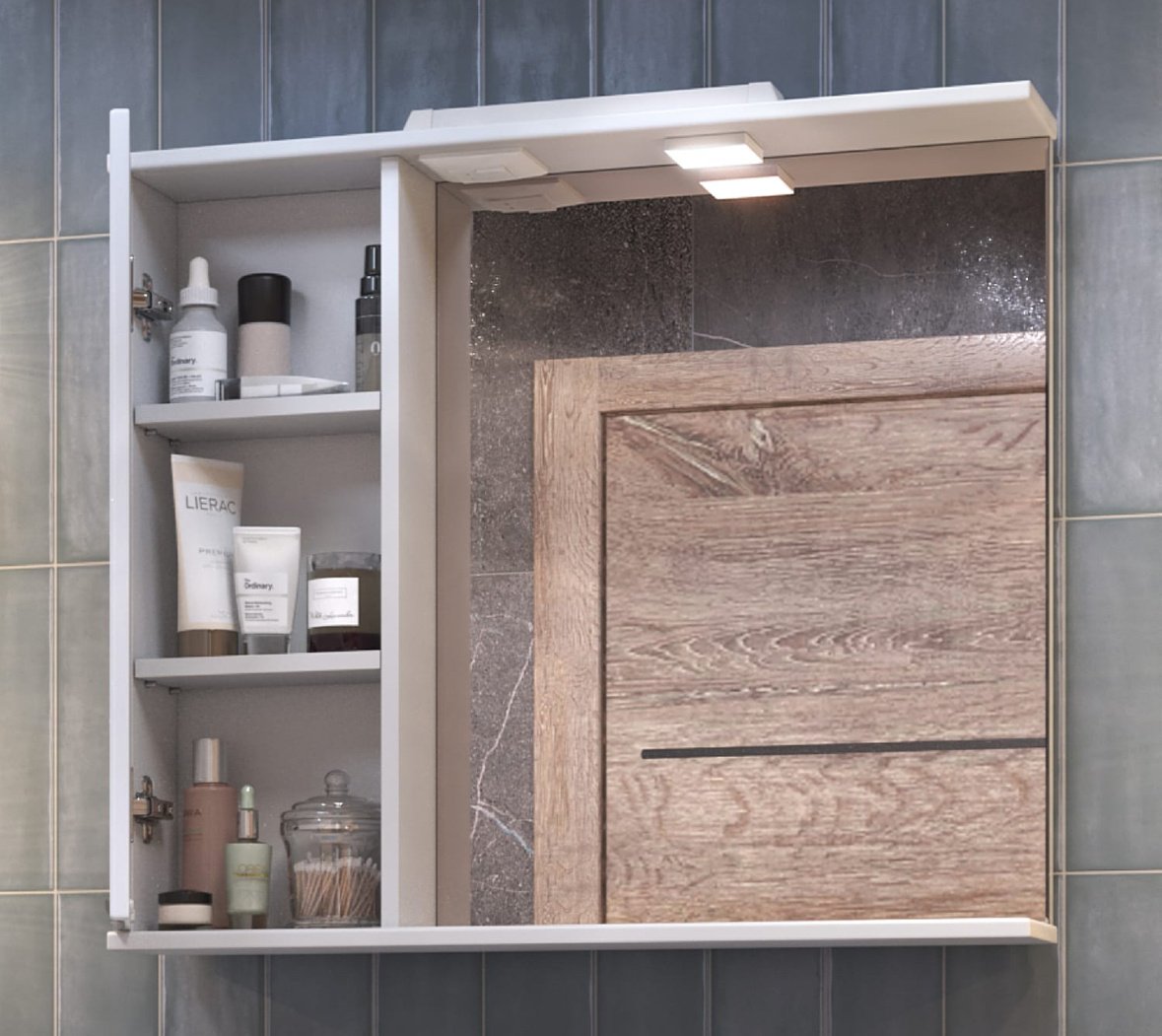 Шкаф зеркальный навесной KABINKA.KZ Callao 800, 80x15x70 см, белый