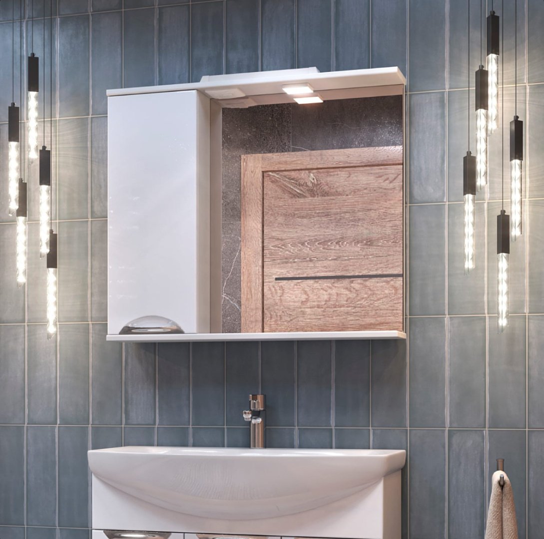 Шкаф зеркальный навесной KABINKA.KZ Callao 800, 80x15x70 см, белый