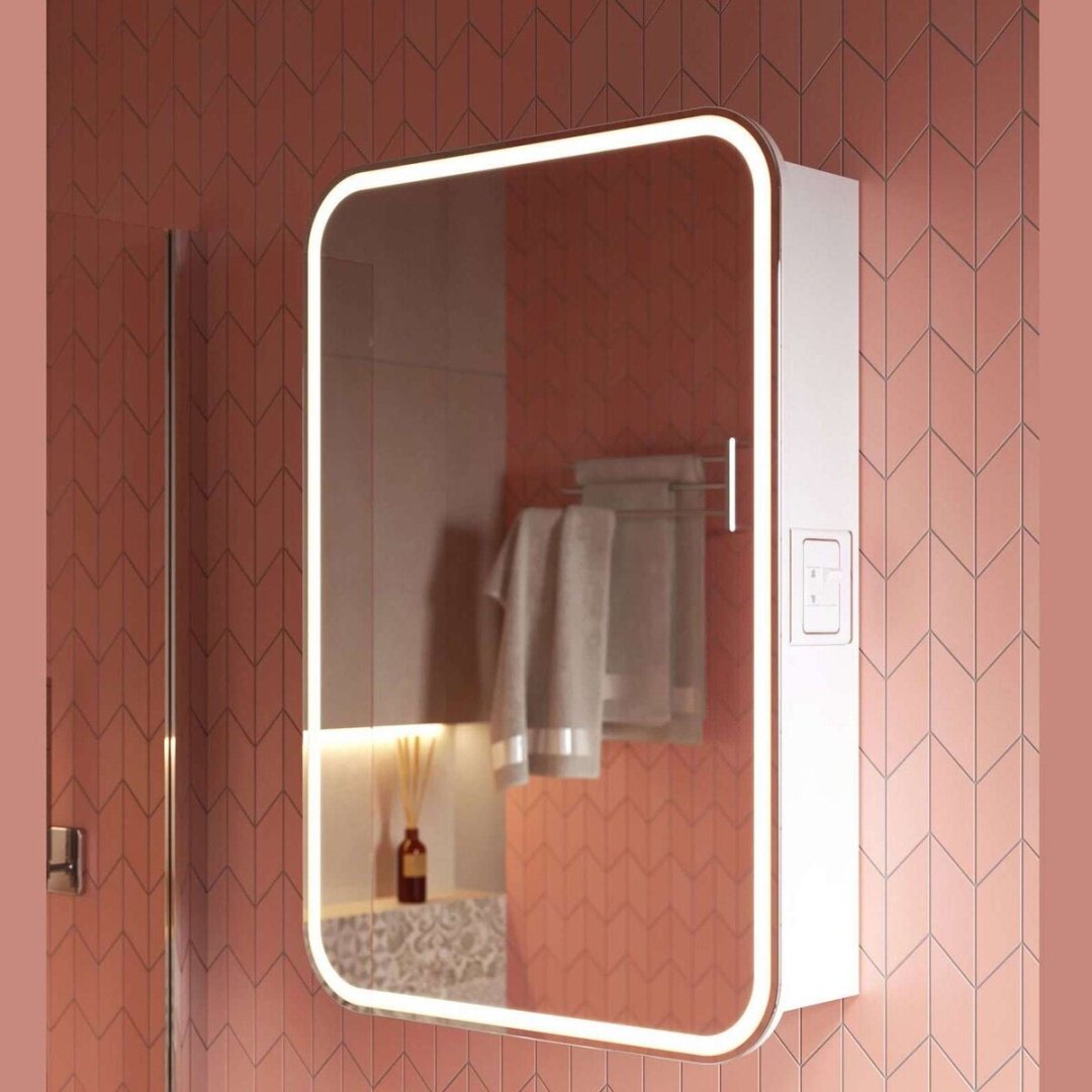 Шкаф зеркальный навесной KABINKA.KZ Lana, 55x13.5x80 см, белый