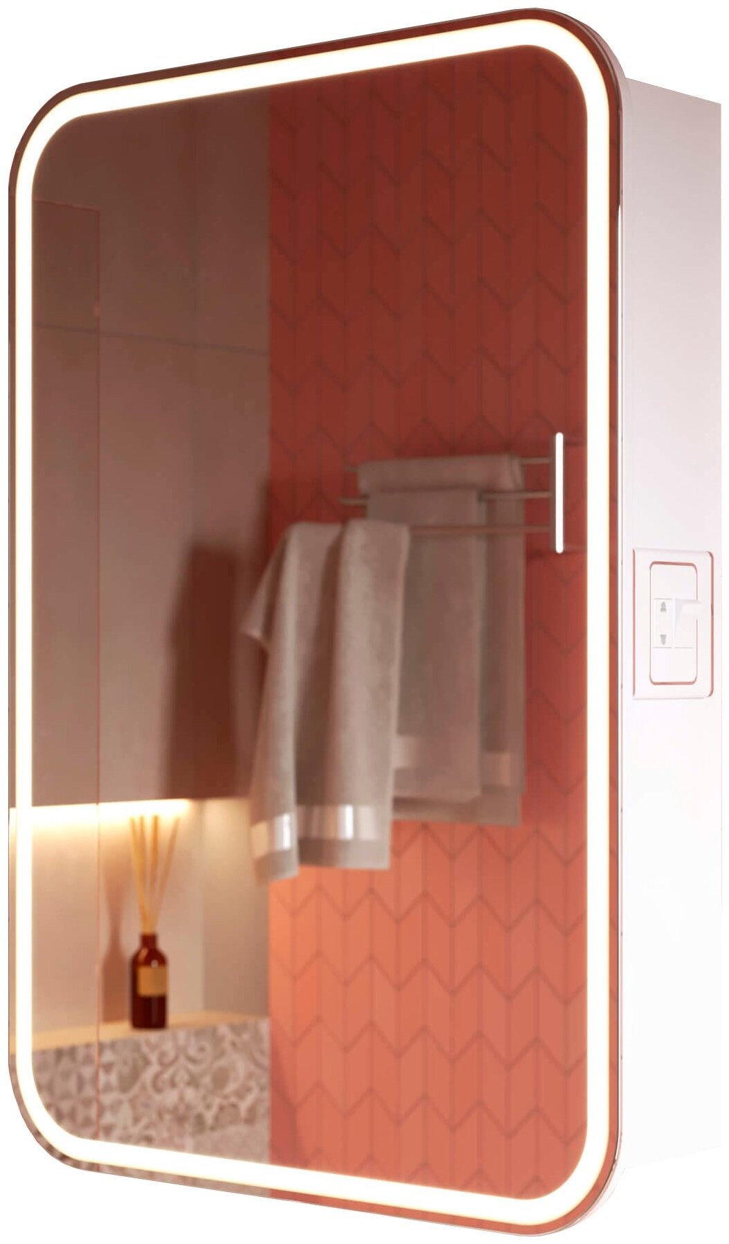 Шкаф зеркальный навесной KABINKA.KZ Lana, 55x13.5x80 см, белый