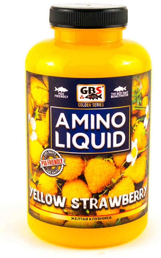 Прикормка GBS Baits Амино-ликвид Жёлтая клубника 0.75 кг купить,NaN