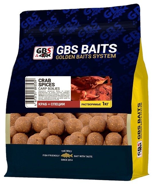 Прикормка GBS Бойлы Baits 24мм 1кг пылящие Краб специи Краб Специи 1 кг купить,NaN