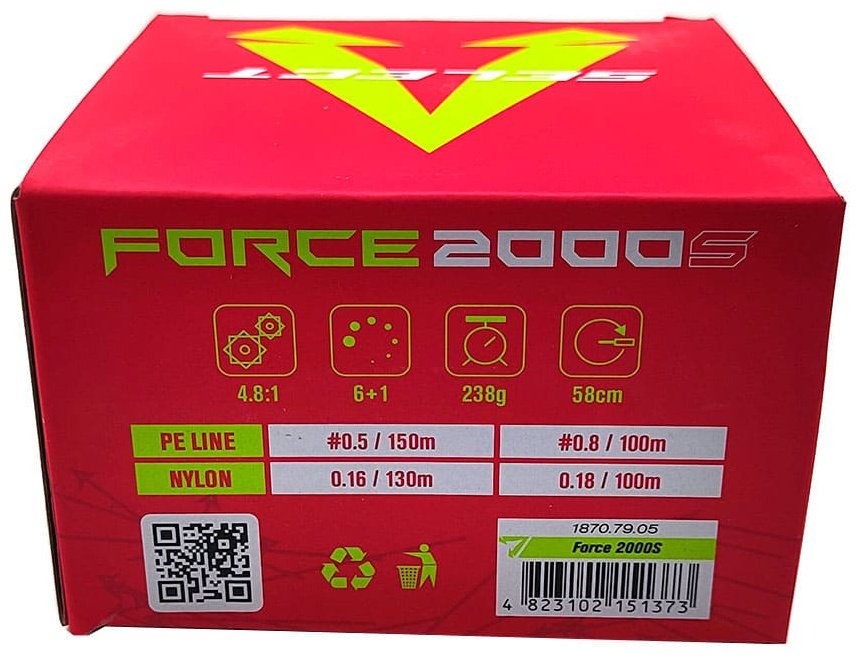 Катушка SELECT безынерционная Force 2000S 6+1BB, 4.8:1 купить,NaN