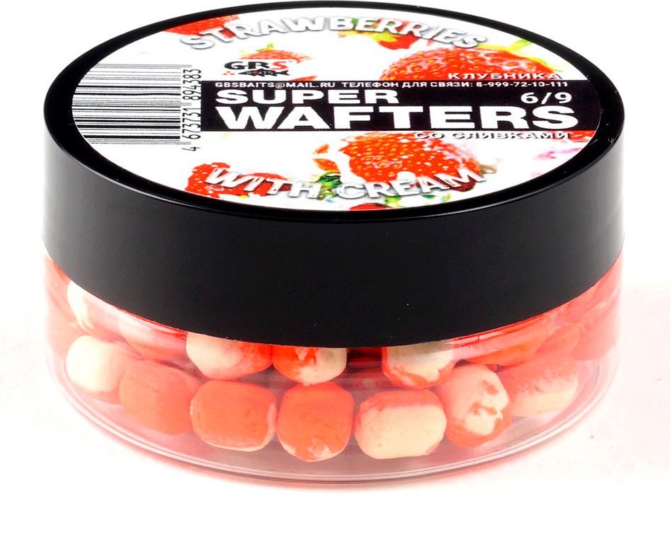 Прикормка GBS Baits Бойлы Wafters 6*9мм Клубника со сливками 0.048 кг купить,NaN