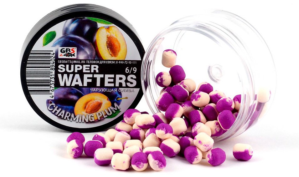 Прикормка GBS Baits Бойлы Wafters 6*9мм Чарующая слива 0.048 кг купить,NaN