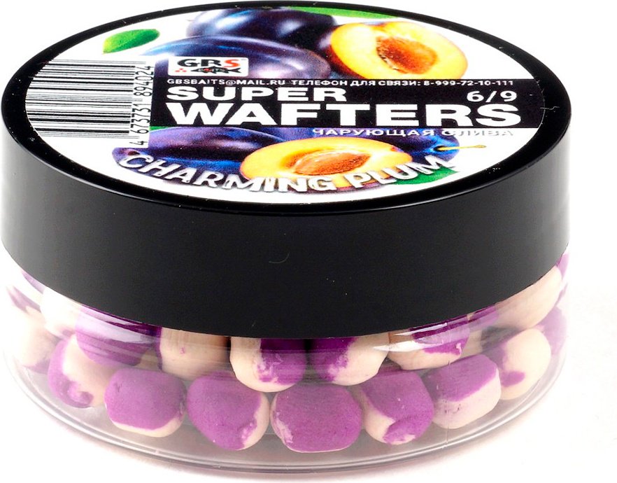 Прикормка GBS Baits Бойлы Wafters 6*9мм Чарующая слива 0.048 кг купить,NaN