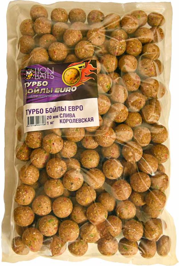 Прикормка Lion Baits Бойлы 20мм Турбо Слива 1 кг купить,NaN