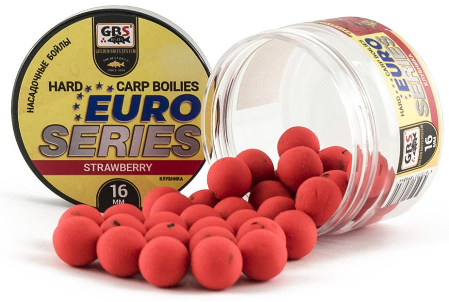 Прикормка GBS Baits насадочные Евросерия (банка) 16мм Клубника 0.1 кг купить,NaN