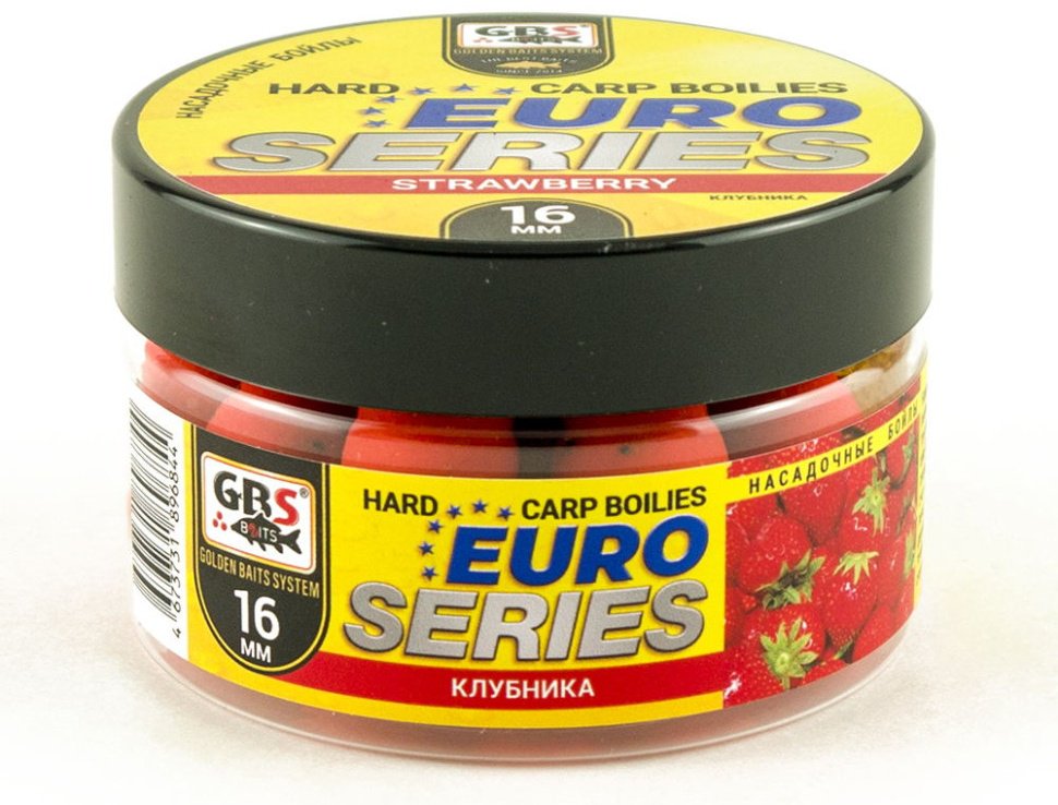 Прикормка GBS Baits насадочные Евросерия (банка) 16мм Клубника 0.1 кг купить,NaN