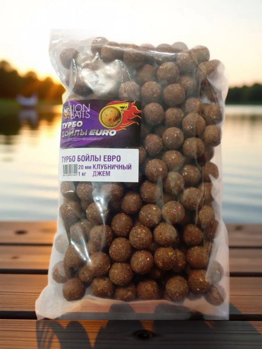 Прикормка Lion Baits Евро Турбо 20мм Клубничный джем 1 кг купить,NaN