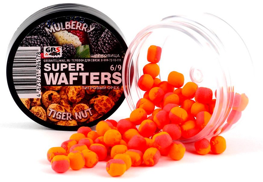 Прикормка GBS Baits БойлыWafters 6*9мм Шелковица Тигровый орех 0.048 кг купить,NaN