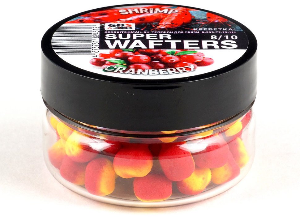 Прикормка GBS Baits Wafters Креветки Клюква 0.066 кг купить,NaN
