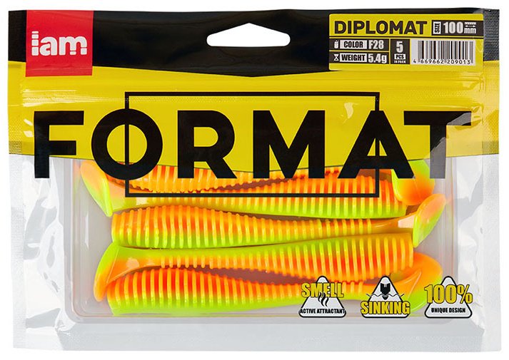 Мягкая приманка IAM Силиконовая приманка FORMAT DIPLOMAT 100mm (5шт.) цвет F28 5 шт 100 мм купить,NaN