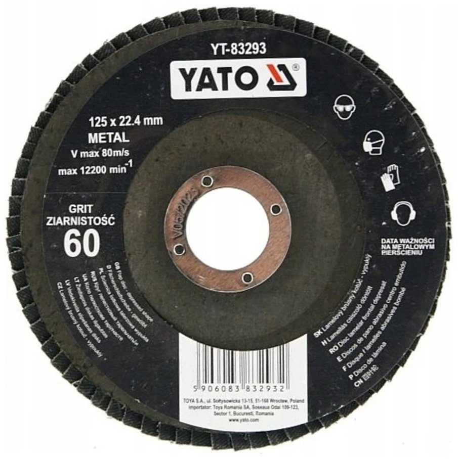 Шлифовальный круг YATO YT-83293 125 мм, оксид алюминия Р60 1 шт купить,NaN