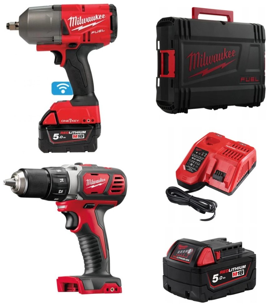 Наборы электроинструментов Milwaukee M18 ONEFHIWF12-502X ONE-KEY FUEL 1/2" (4933459727) + M18 BDD-0 (4933443530) 2 в 1 купить,NaN