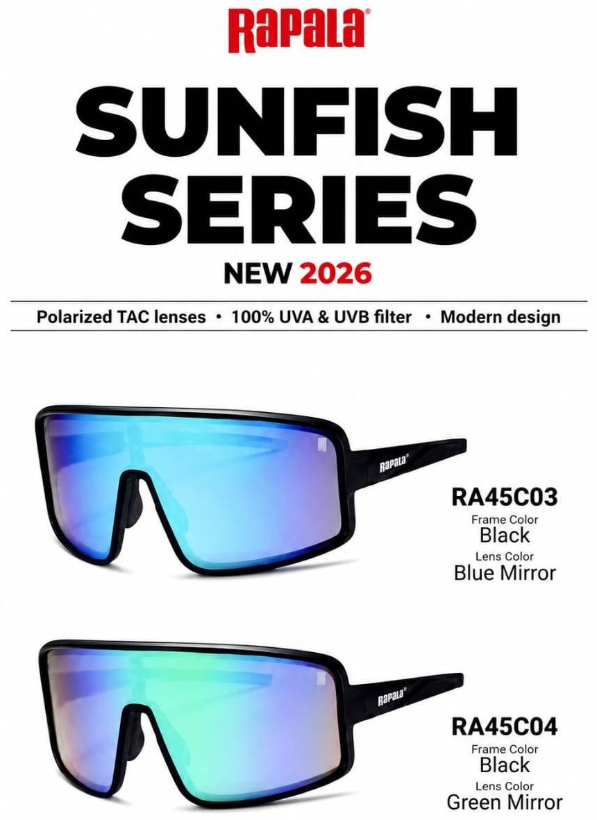 Спортивные очки Rapala SUNFISH BLACK GREEN MIRROR, RA45C04 зеленый купить,NaN