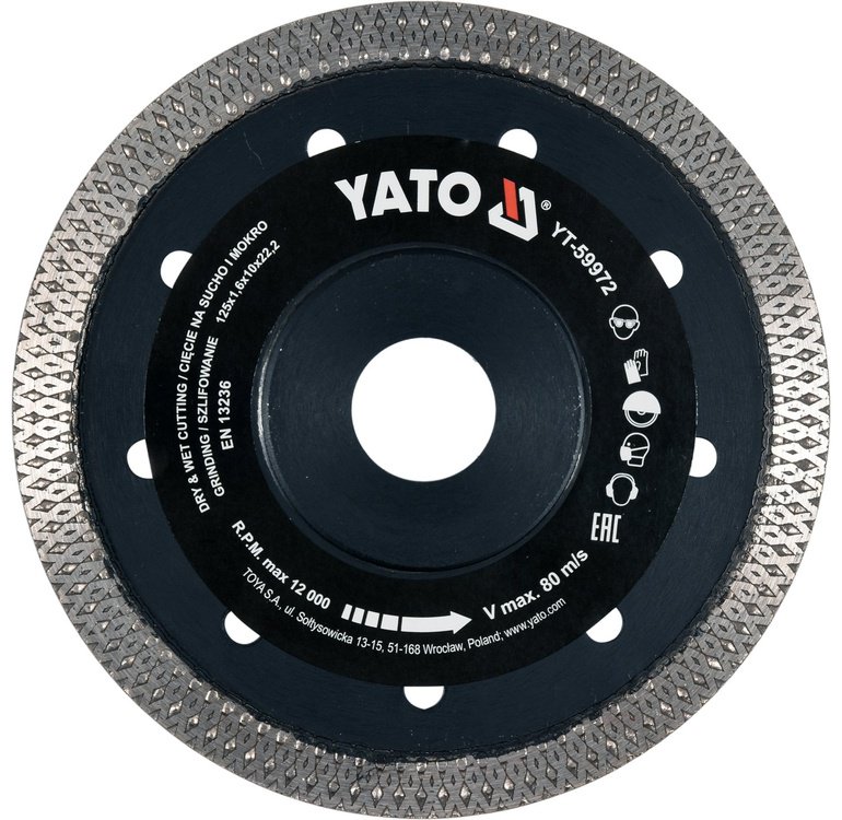 Диск отрезной алмазный 125x22.2х1.6 мм, YATO YT-59972 купить,NaN