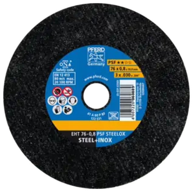 Диск отрезной абразивный 76x10х0.8 мм, Pferd EHT 76-0,8 PSF STEELOX/10 (65508109) купить,NaN