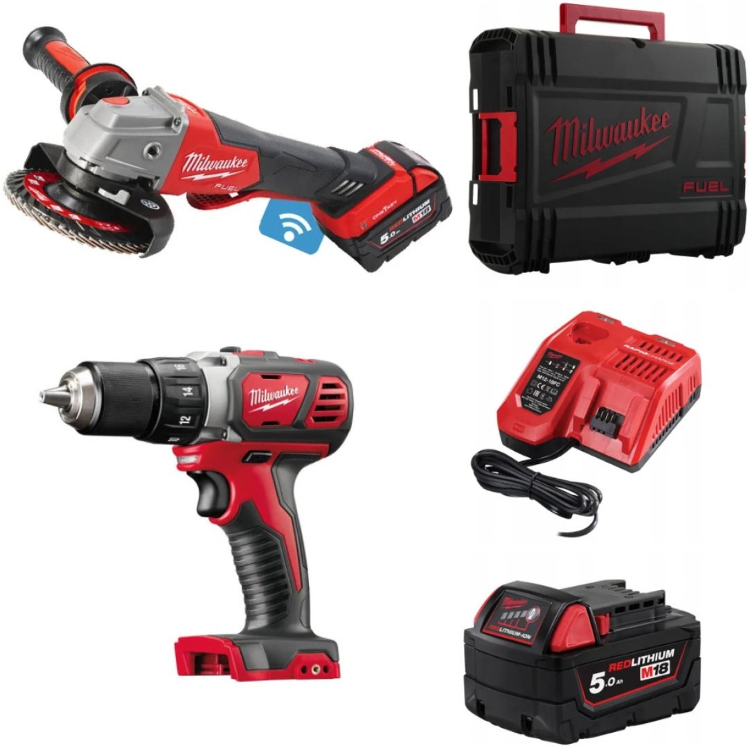 Наборы электроинструментов Milwaukee M18 ONEFSAG125XPDB-502X FUEL (4933478435) + M18 BDD-0 (4933443530) 6 в 1 купить,NaN