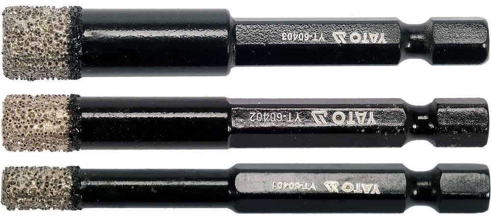 Коронка YATO YT-60409 алмазная D 6 мм, 10 мм, 8 мм, 3 шт купить,NaN