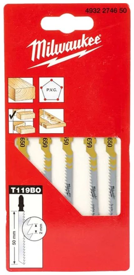 Пилки для лобзика по дереву 5 шт. Milwaukee 4932274650 купить,NaN