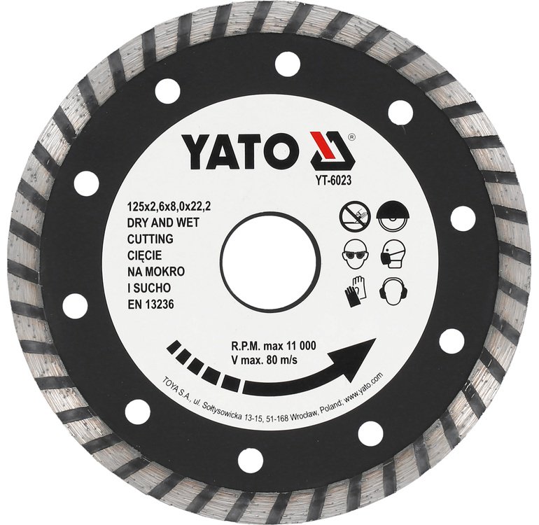 Диск отрезной алмазный 125x22.2х2.6 мм, YATO YT-6023 купить,NaN
