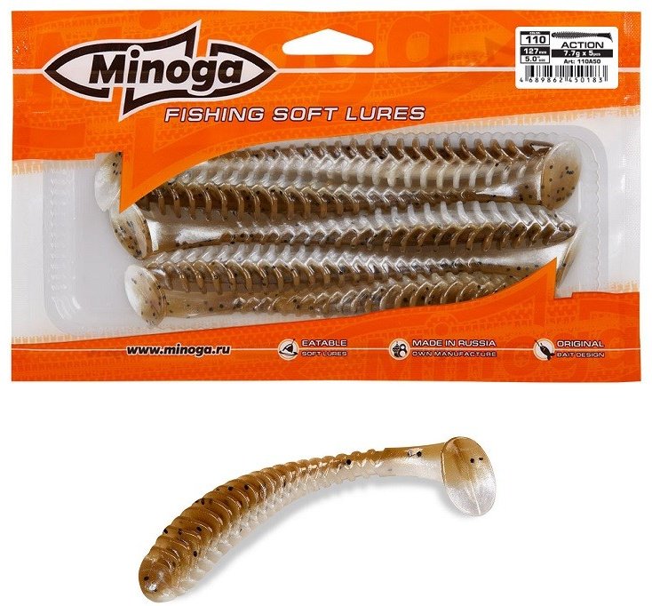 Мягкая приманка Minoga Приманка Action 5,0 (5шт) цвет 110 5 шт купить,NaN