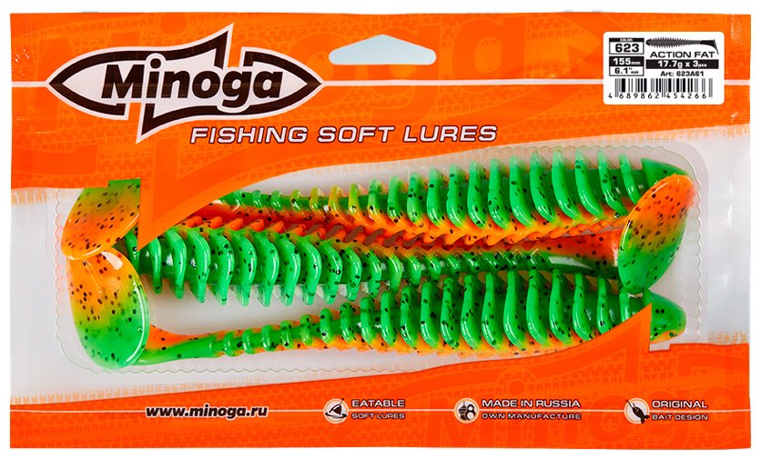 Мягкая приманка Minoga Action Fat 6,1 3 шт 155 мм 623 купить,NaN