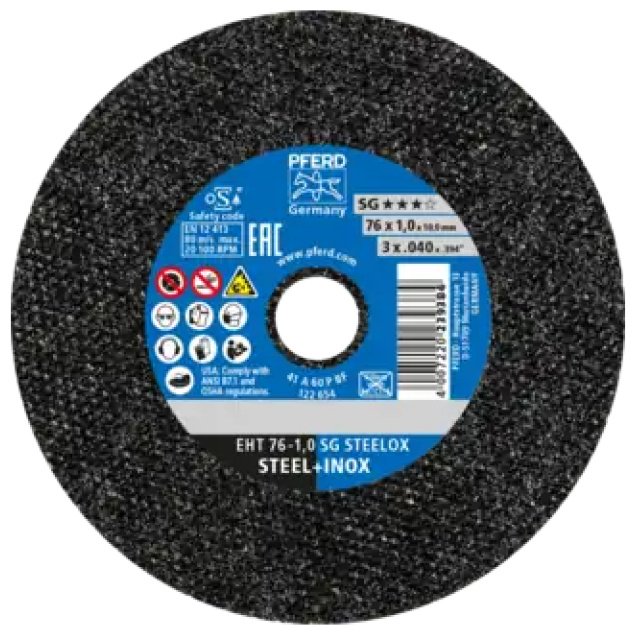 Диск отрезной абразивный 76x10х1 мм, Pferd EHT 76-1,0 SG STEELOX/10 (65508001) купить,NaN