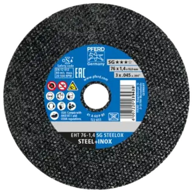 Диск отрезной абразивный 76x10х1.4 мм, Pferd EHT 76-1,4 SG STEELOX/10 (65508011) купить,NaN
