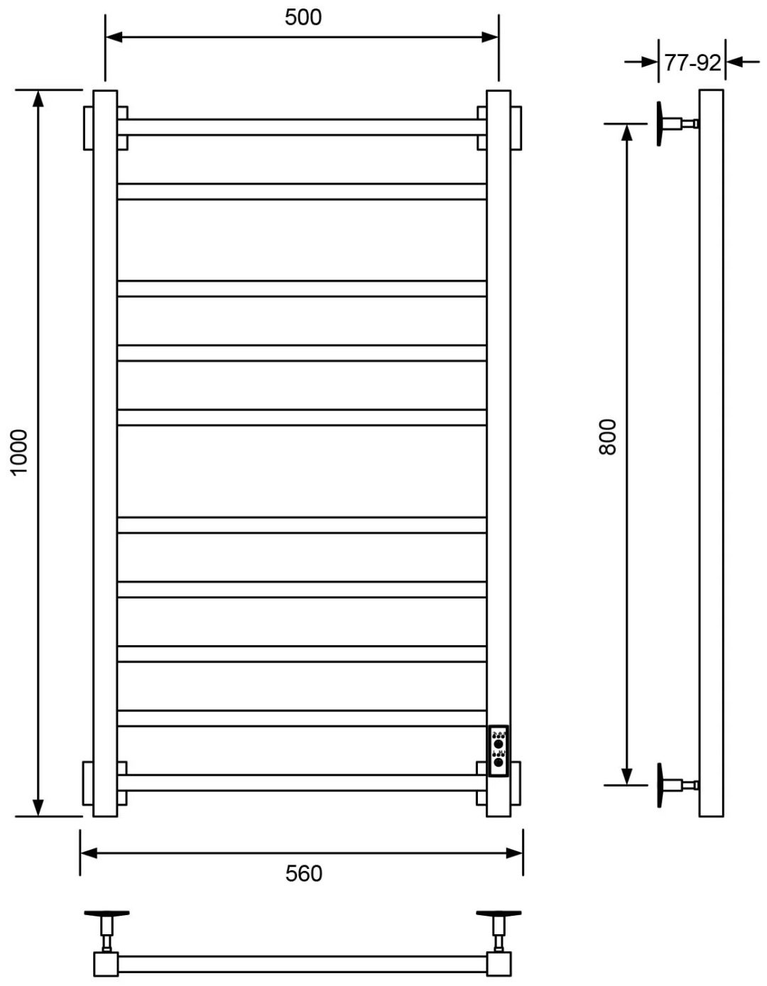 Полотенцесушитель Veconi электрический B10050CH-B, лесенка 50x100 см