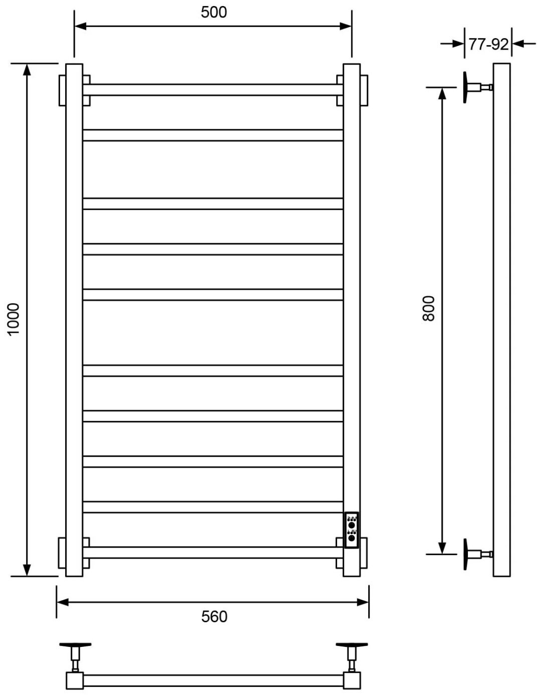 Полотенцесушитель Veconi электрический B10050CH-B, лесенка 50x100 см