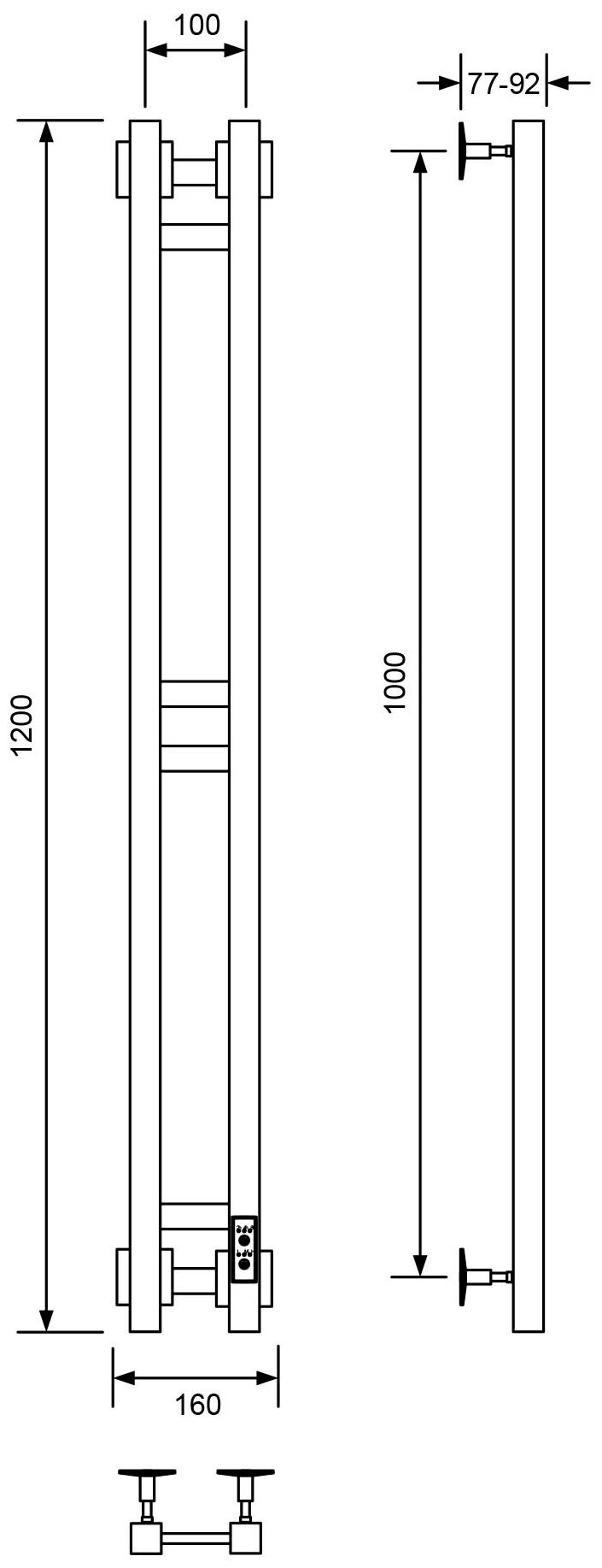 Полотенцесушитель Veconi электрический E12010B-A, лесенка 10x120 см купить,122700