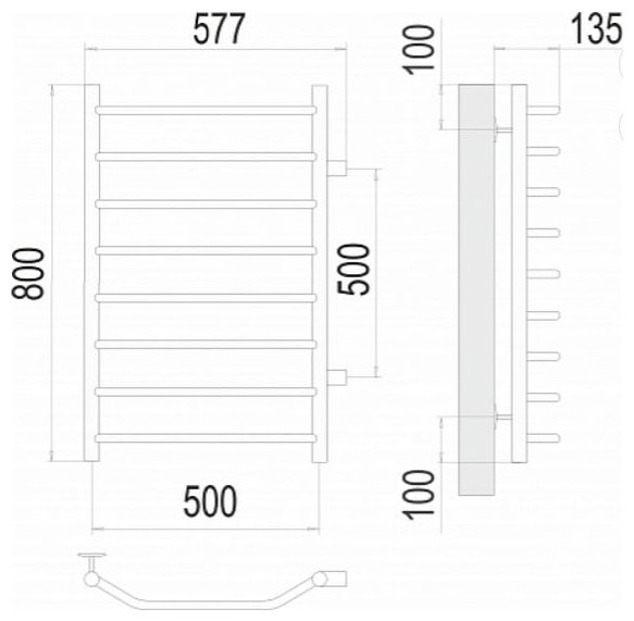 Полотенцесушитель TERMINUS водяной 4670078530110, лесенка 50x80 см купить,NaN