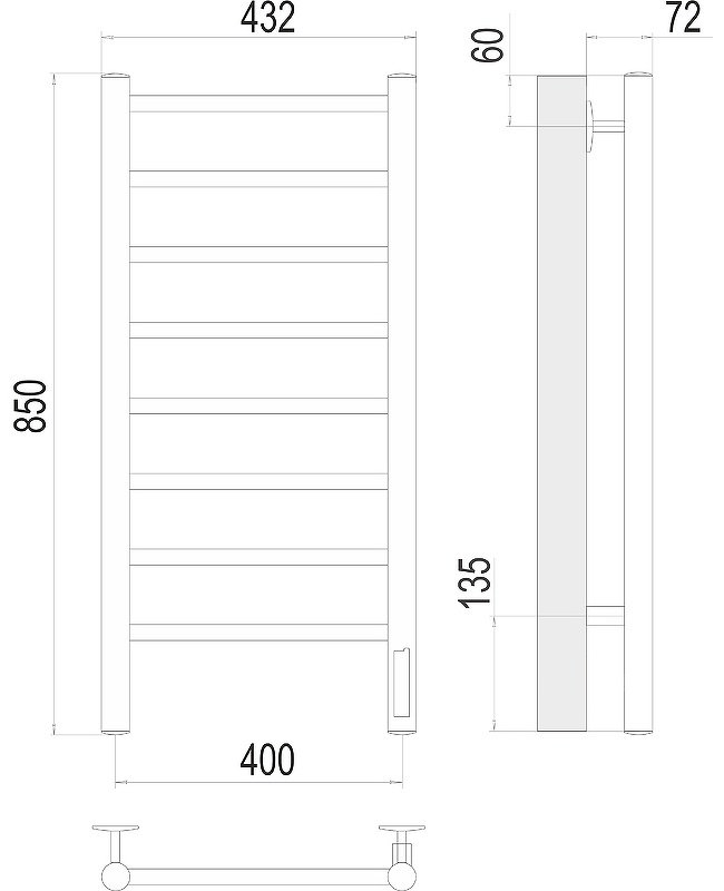 Полотенцесушитель TERMINUS электрический 4670078531162, лесенка 40x85 см купить,NaN