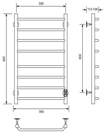 Полотенцесушитель Veconi электрический C8050B-A, лесенка 50x80 см