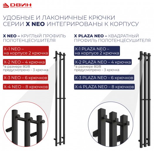Полотенцесушитель Двин электрический X-2 plaza neo 120/8, I-образный 8x120 см