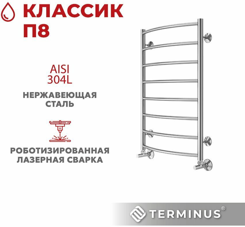 Полотенцесушитель TERMINUS водяной 4670078530271, лесенка 50x80 см купить,NaN