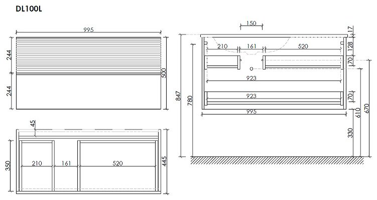 Тумба под раковину KABINKA.KZ DL100LW 99.5x50x44.5см купить,NaN