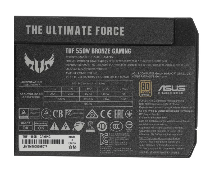 Блок питания Asus TUF Gaming ATX 550W