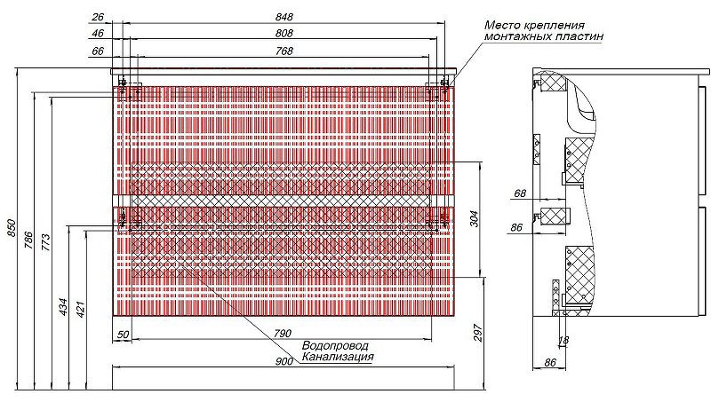 Тумба с раковиной Kabinka.kz Flat 90 335430 90x63.7x45.5см темно-синий купить,NaN