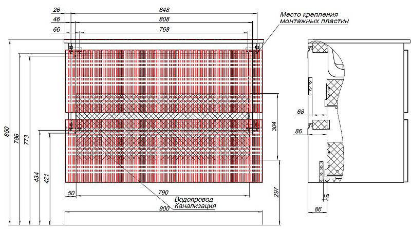 Тумба с раковиной Kabinka.kz Flat 90 335430 90x63.7x45.5см темно-синий купить,NaN