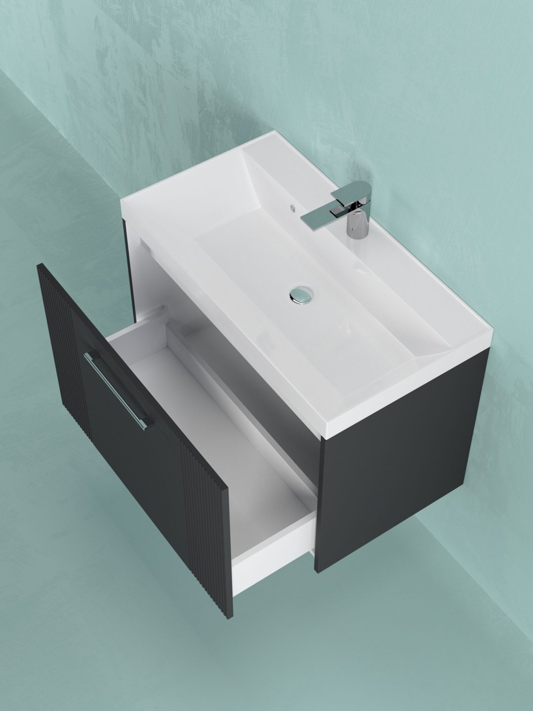 Тумба с раковиной KABINKA.KZ Слим 80, 80x40x45 см, черный