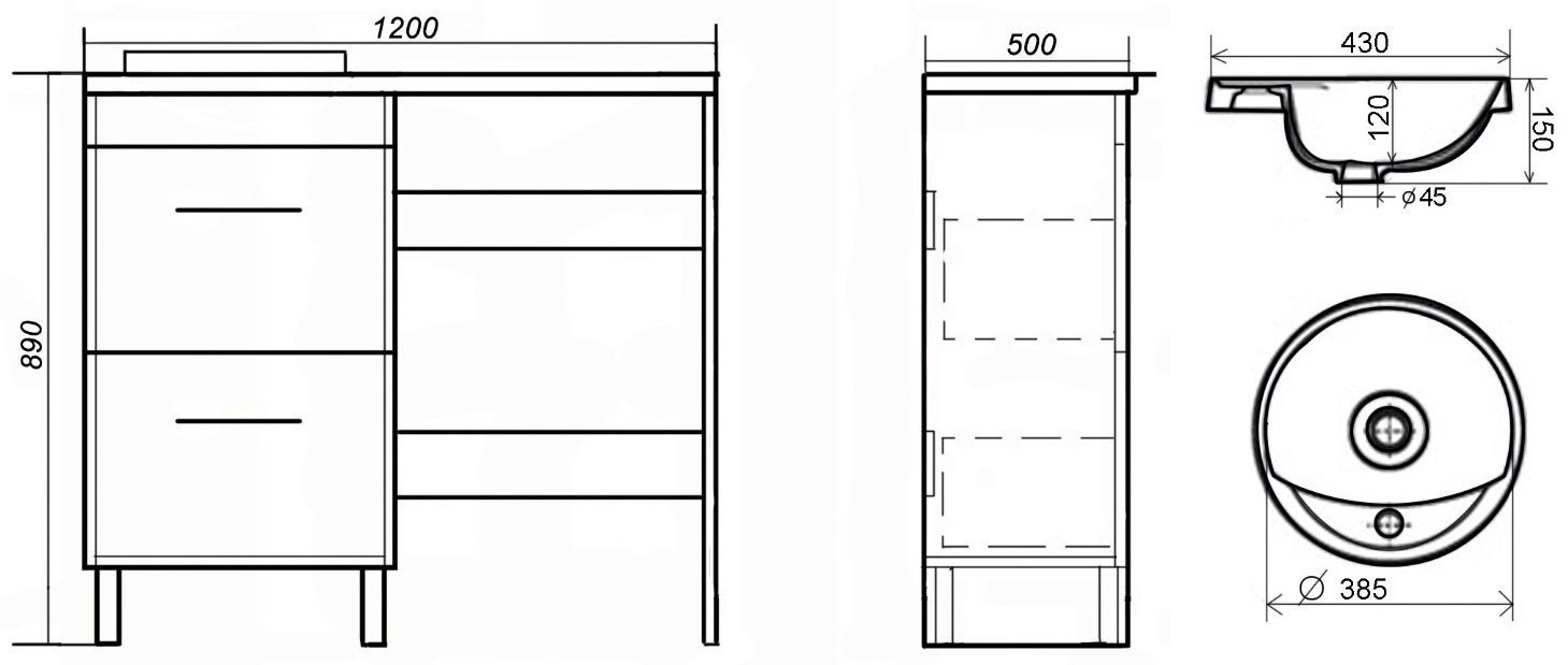 Тумба с раковиной Kabinka.kz Соло 120x89x50см коричневый купить,NaN