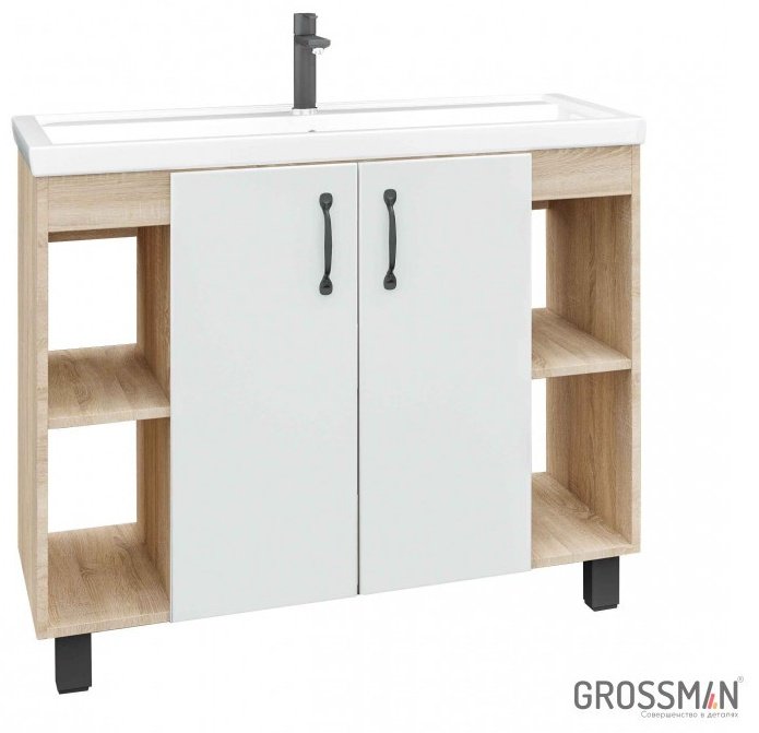 Тумба с раковиной Grossman Флай 100 98x70x43см бело-коричневый