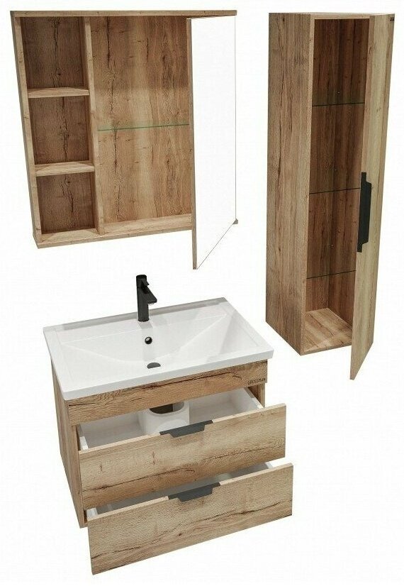 Тумба с раковиной Grossman ФОРТА , 66.5x50x43.5 см, коричневый