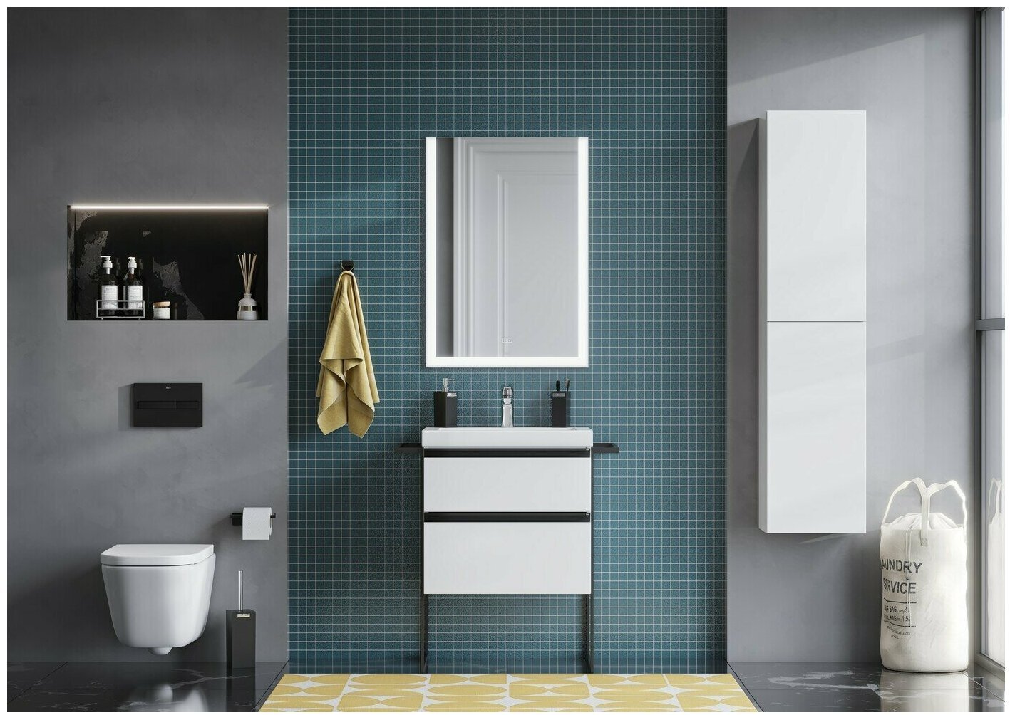 Тумба с раковиной Roca Domi, 60x53.7x46 см, белый