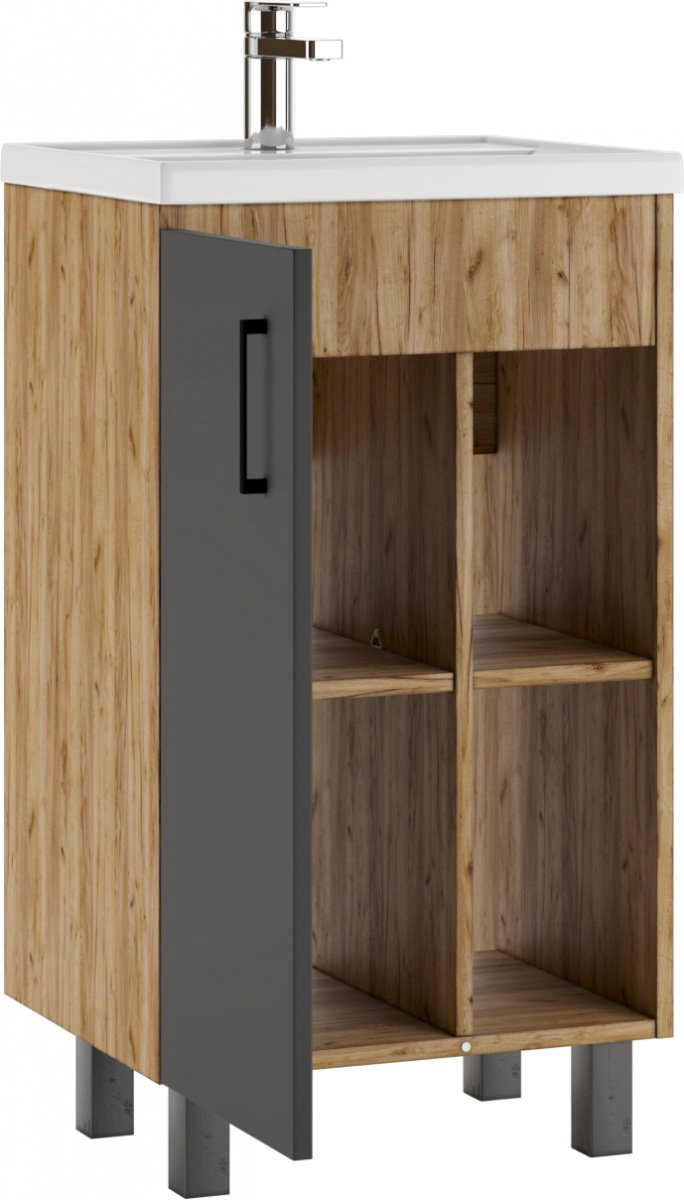 Тумба с раковиной Kabinka.kz Фостер 50 47x82x40см коричневый купить,NaN