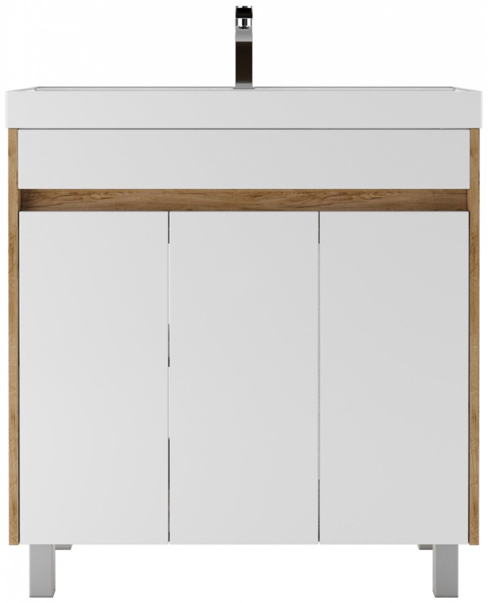Тумба с раковиной KABINKA.KZ Байтерек, 79x79.9x44.5 см, белый, коричневый